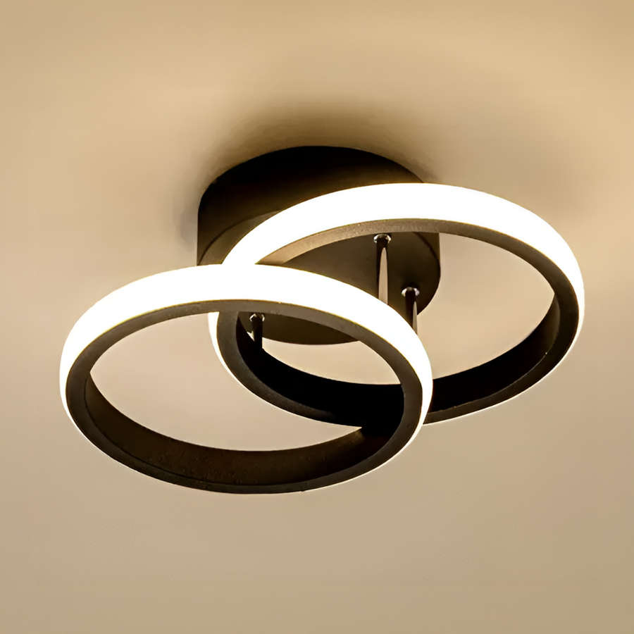 LED Chandelier VERTEX CIRCULA 22W, 2 Circles, Metal Frames, Cold/Warm/Neutral light, Black