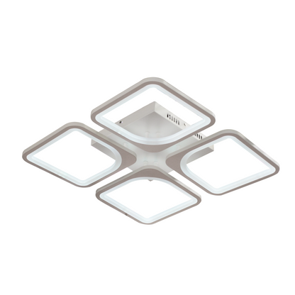 LED Chandelier with Remote Control, ZOE, 4 Squares, 52W, Cold/Warm/Neutral Light, Dimmable, White