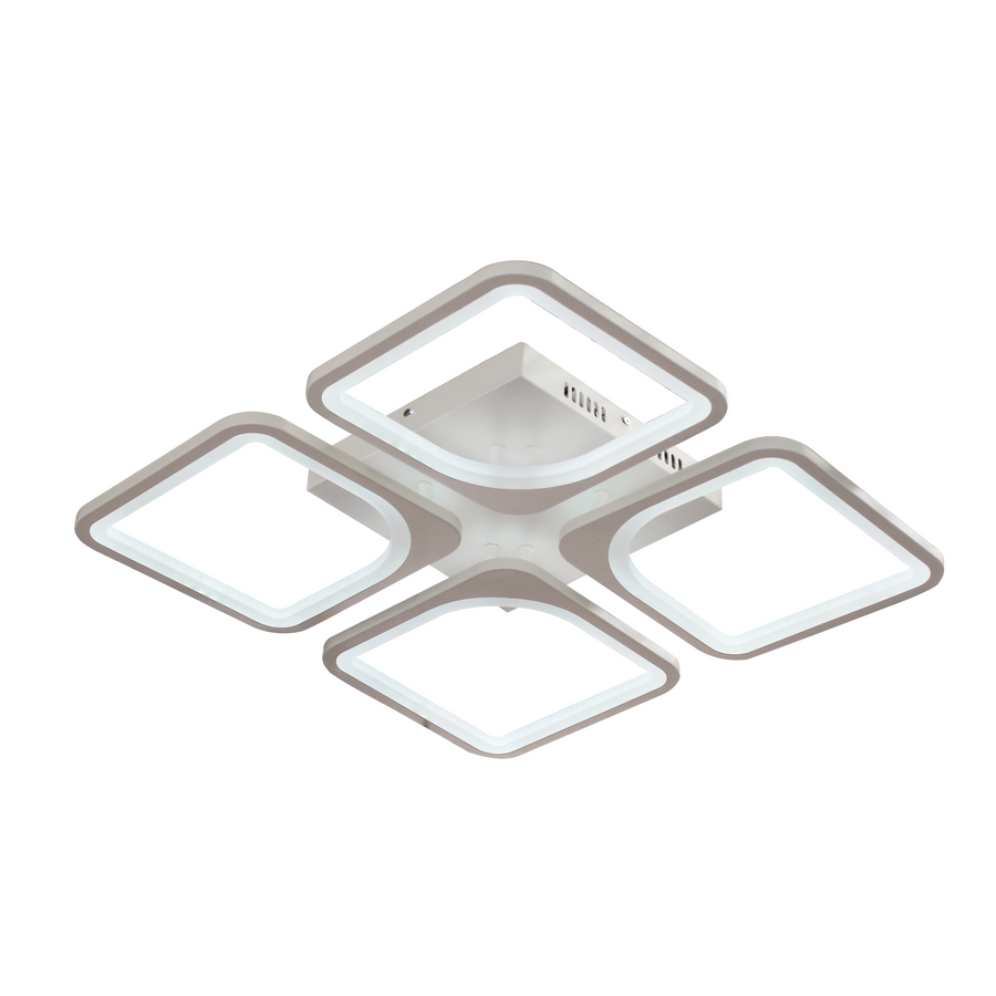 LED Chandelier with Remote Control, ZOE, 4 Squares, 52W, Cold/Warm/Neutral Light, Dimmable, White