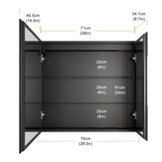 Helena Wardrobe With LED Mirror DBP120 75x70 White