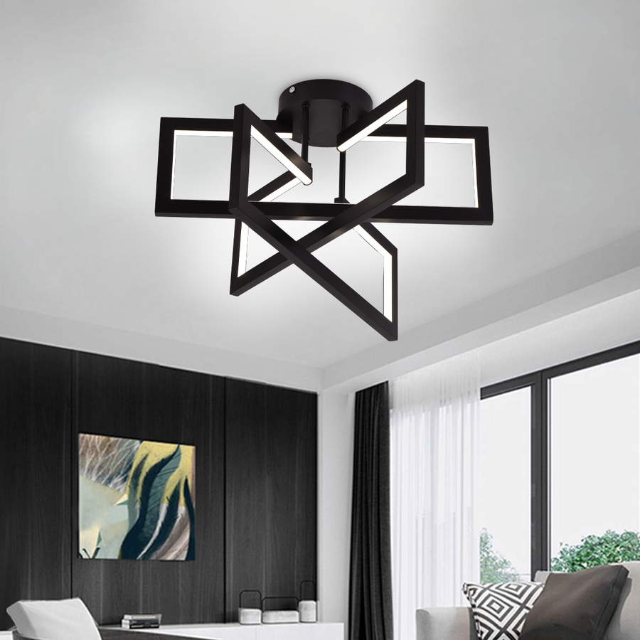 Lustra LED cu telecomanda 73W, 3 Elemente, lumina Rece/Calda/Neutra, Dimabila, Negru, LT750/3BK