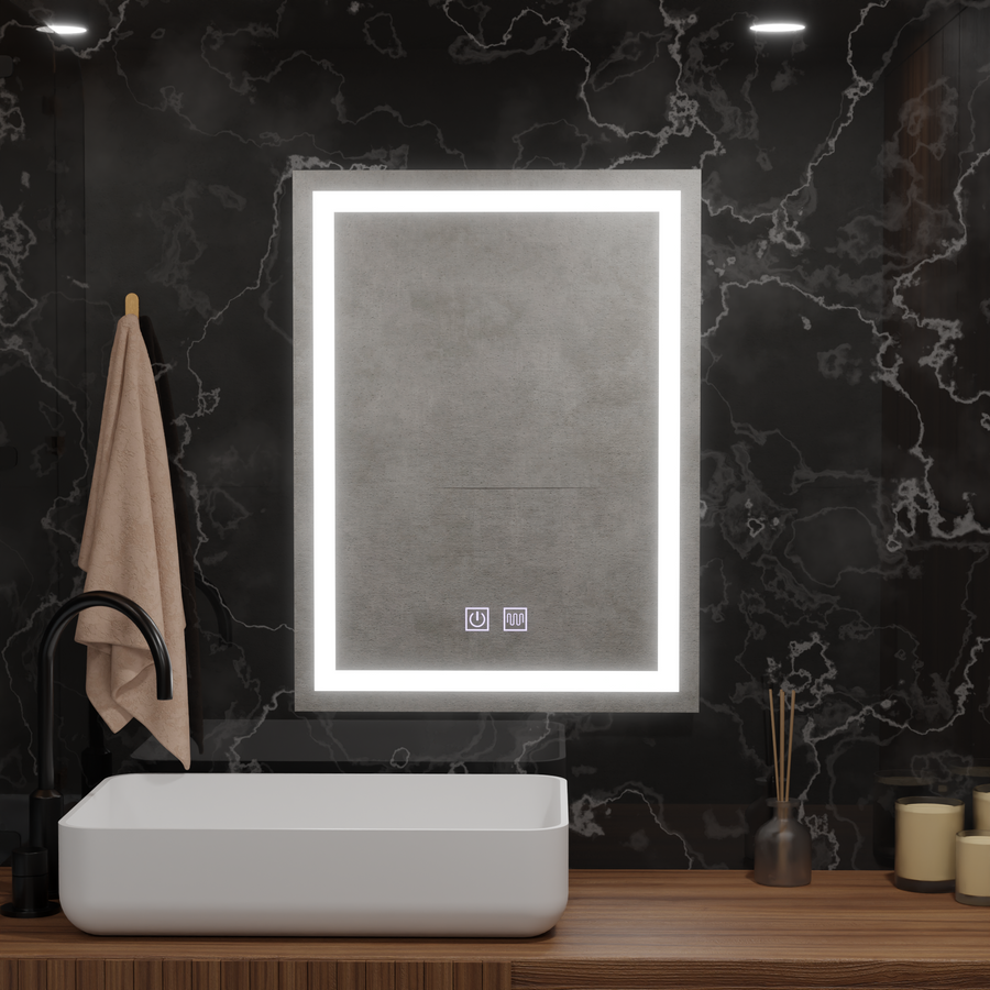 Rectangular LED Mirror 60x80cm Edge LUMINOUS Touch Defog System