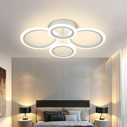 LED chandelier with remote control BETTY 44W, 4 Circles, Cold/Warm/Neutral light, Dimmable, White