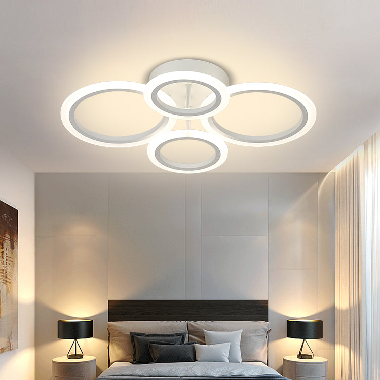 LED chandelier with remote control BETTY 44W, 4 Circles, Cold/Warm/Neutral light, Dimmable, White