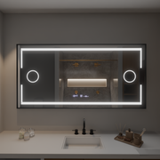 Rectangular LED mirror 120x80cm Motionglow sensor Marcello Dismantic Clock Defrosting System