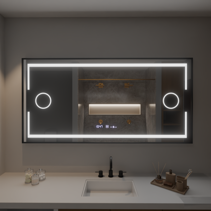 Rectangular LED mirror 120x80cm Motionglow sensor Marcello Dismantic Clock Defrosting System