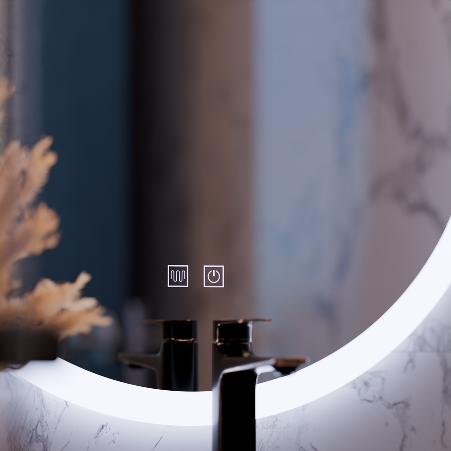 Round LED mirror, 50cm, Noxia Touch, Demister System, Dimmable