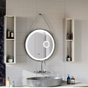 Round LED mirror Sensor Motionglow Micah Marcello 60 cm Dismantic Clock Defrosting System