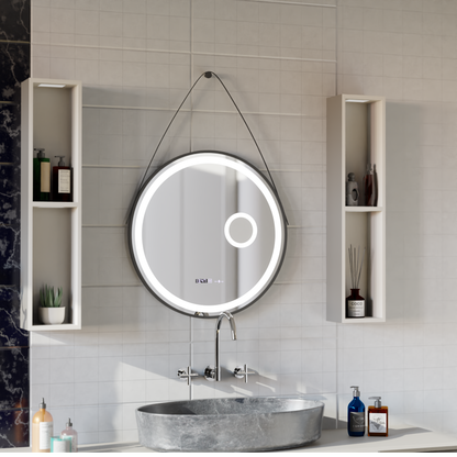 Round LED mirror Sensor Motionglow Micah Marcello 60 cm Dismantic Clock Defrosting System