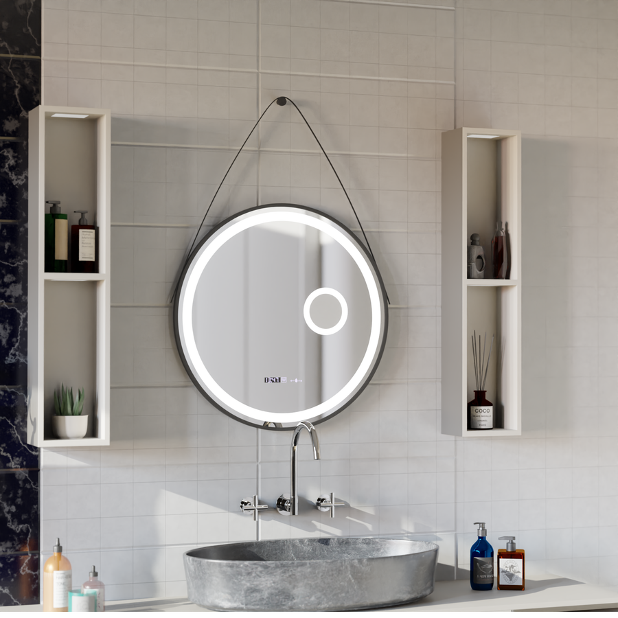 Round LED mirror Sensor Motionglow Micah Marcello 60 cm Dismantic Clock Defrosting System