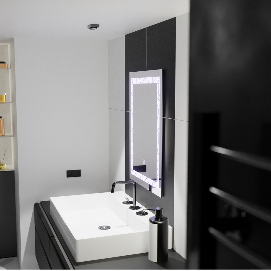 Rectangular LED Mirror 60x80cm Deco Frame Basic Touch 