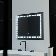 Rectangular LED Mirror 80x60cm Grid Light Basic Touch