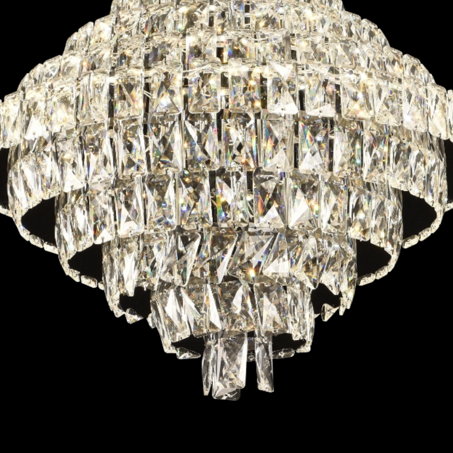 Crystal Chandelier CC6705/500CR 9x E14, Diameter 49cm, Shiny Chrome, Adjustable Height