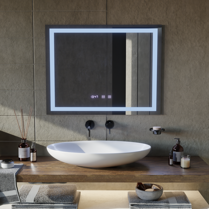 Werner Touch LED Mirror with Defog System, Clock and Temperature 80x60 cm