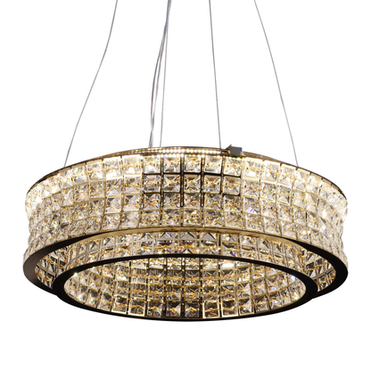 LED Chandelier LLC130/1CH, Crystal and Metal, 31W, 1 Circle, Dimmable, Adjustable Height, Cold/Warm/Neutral Light, Luxurious Lighting