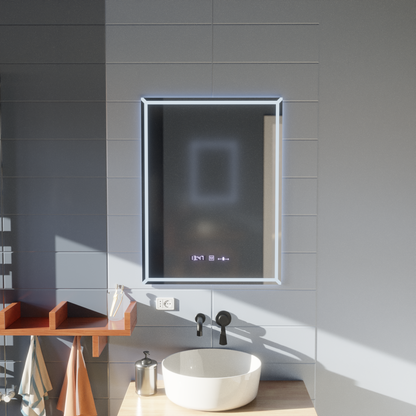 Rectangular LED mirror, 80x60cm, VillayTouch Marcello, Demister System, Dimmable