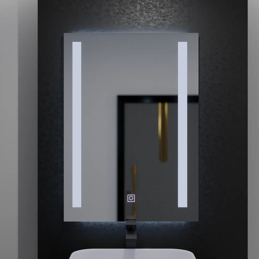 Rectangular LED Mirror 50x70cm Dual Light Basic Touch 