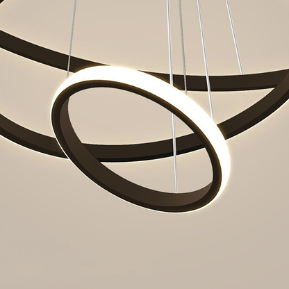 LED chandelier with ricci remote control, 25W, 2 circles, cold/hot/neutral light, unstable, black
