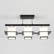 Classic Aramis Chandelier with Wood Square Lampshade 3 X E27 Socket Black White