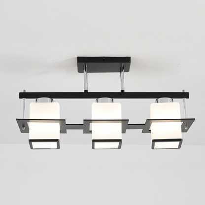 Classic Aramis Chandelier with Wood Square Lampshade 3 X E27 Socket Black White