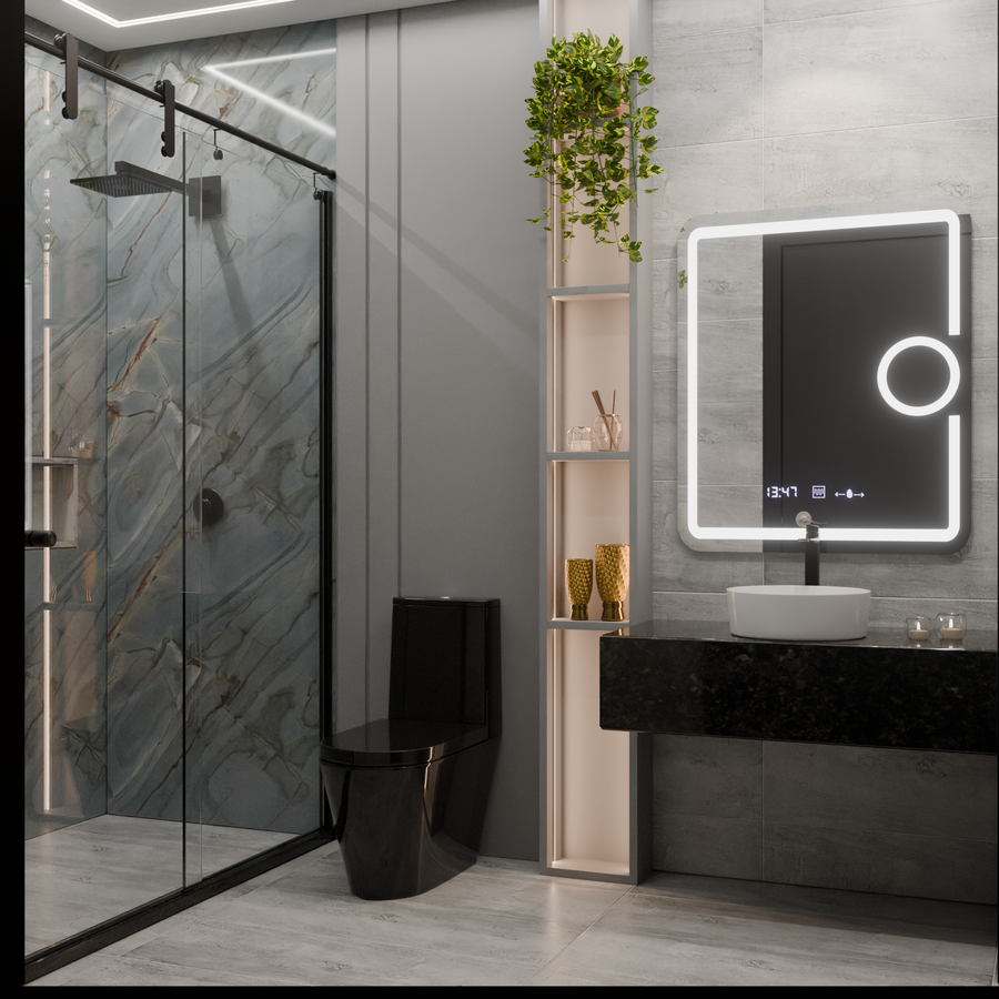 Mirror LED rectangular 75x90cm ECLAT Motionglow Marcello Dismantling System & Thermometer of Cosmetics Dimable