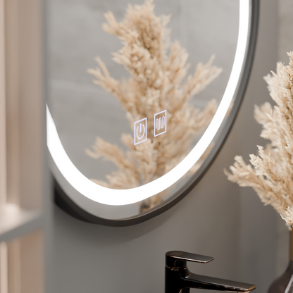 Impora Touch LED Mirror Defog System 50x80 cm Brushed Black Frame