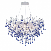 Crystal Chandelier CC335/400CH, 4x G9, Chrome and Blue Crystals, 40cm, Adjustable Height