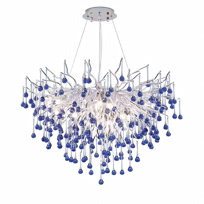 Crystal Chandelier CC335/400CH, 4x G9, Chrome and Blue Crystals, 40cm, Adjustable Height