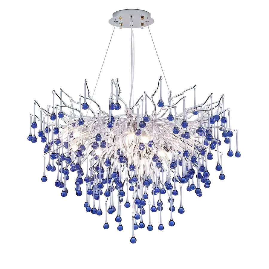 Crystal Chandelier CC335/400CH, 4x G9, Chrome and Blue Crystals, 40cm, Adjustable Height