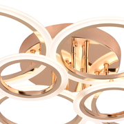 LED chandelier with remote control BETTY 82W, 6 Circles, Cold/Warm/Neutral light, Dimmable, Shiny Gold