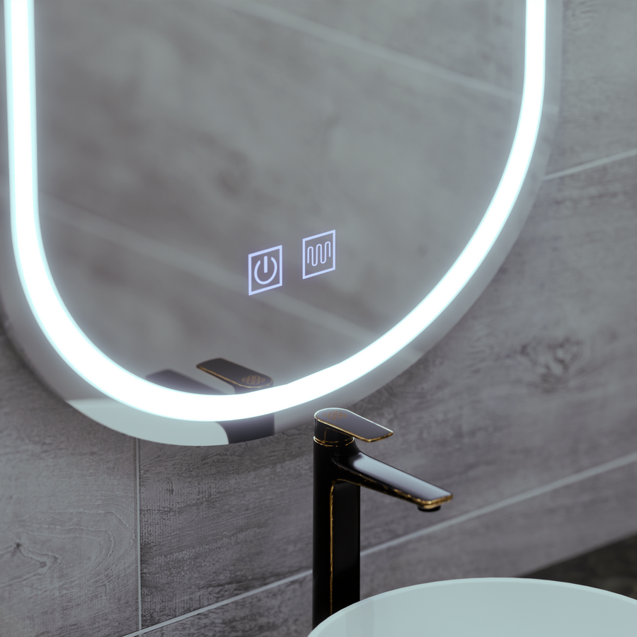 Oval LED mirror 50x80, Velara Touch, Demister System, Dimmable