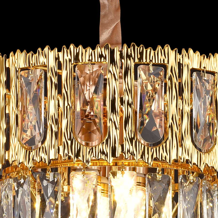 Crystal chandelier Corona Incanto 3xe14, 30cm diameter, glossy gold, rebrable height