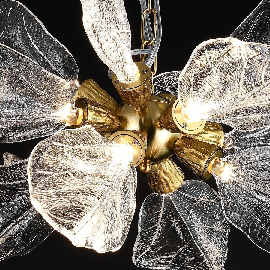 MARTINEZ Linear Luxe Crystal Chandelier, Diameter 35cm, 4x E14, Glossy Gold