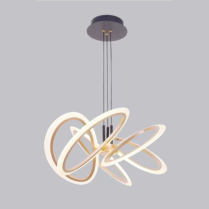 Suspended LED chandelier with remote control RIMINI 85W, 5 Elements, Cold/Warm/Neutral light, Dimmable, Gold