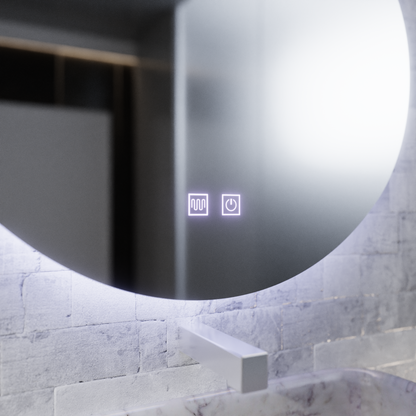 Mirror LED Touch River Demist System 80X120cm, Drop Shape.