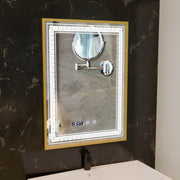 Bruno Touch LED Mirror with Defog System, Clock and Temperature 60x80 cm Brushed Silver Frame
