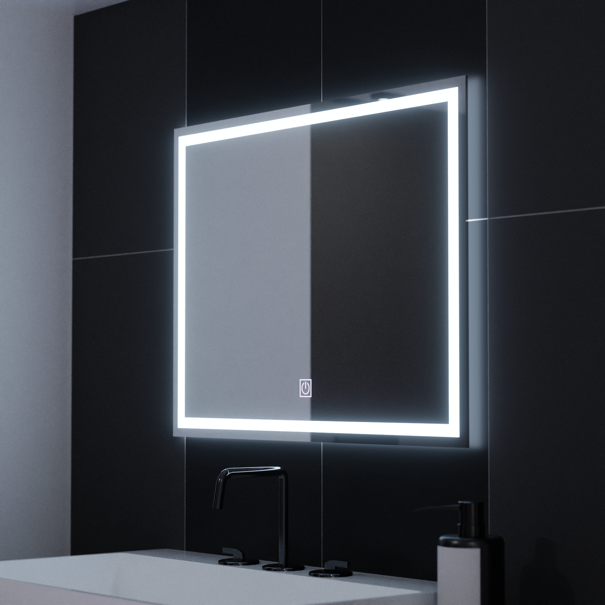 Mirror LED rectangular 80x60cm Frame Basic Touch