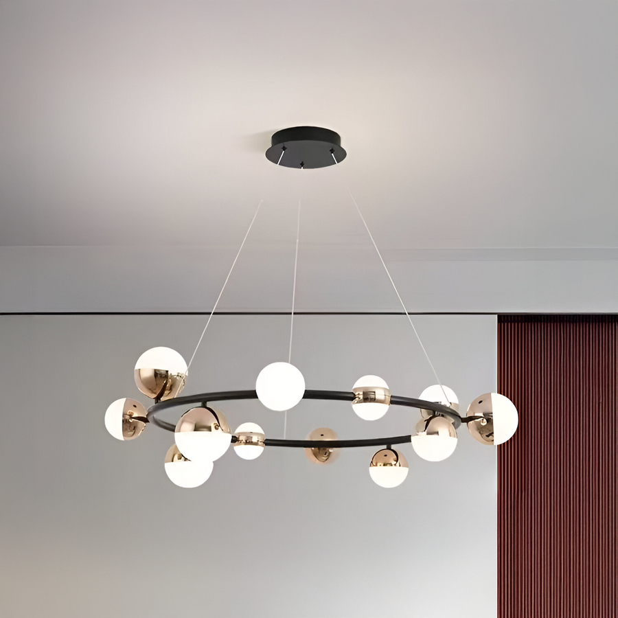 Estella Acrylic LED Pendant Chandelier with Remote Control, Dimmable, 3000K/4000K/6000K, Gold, Metal and Acrylic