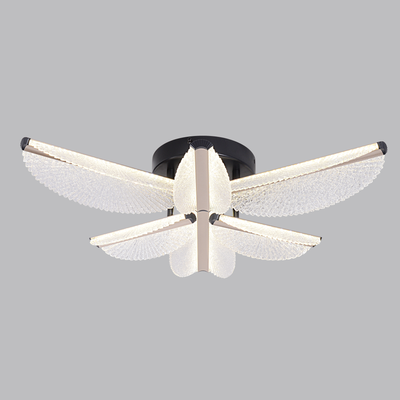 LED Chandelier with Remote Control TULLIO 68W, 6 Petals, Cold/Warm/Neutral light, Dimmable, Black