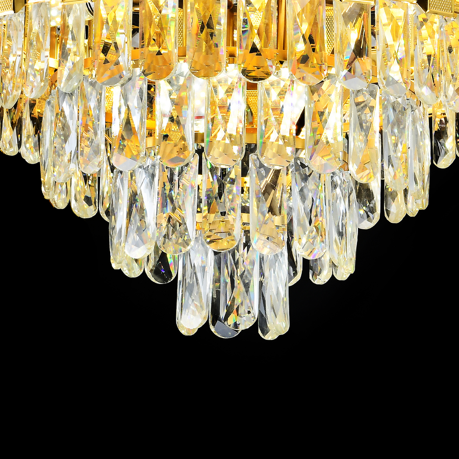 Crydelabure Crystal Aurelio Radiant 8xe14, 60cm diameter, glossy gold, rebrable height