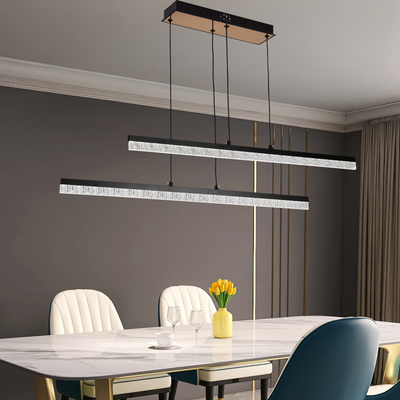 Suspended Acrylic LED Chandelier LT181/2BK, 37W, Light 3000/4000/6000K, Black, Adjustable Height