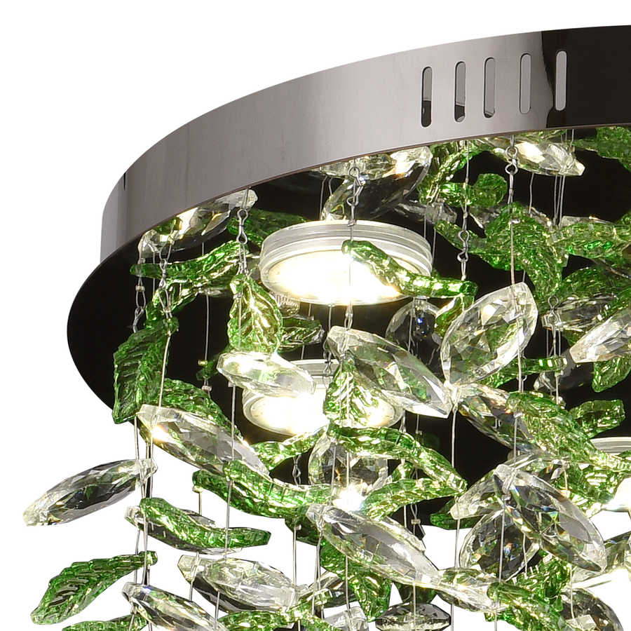 Crystal LED Chandelier LLC211/400GN Round, 22W, Cold/Warm/Neutral Light, Green Crystals, Shiny Chrome