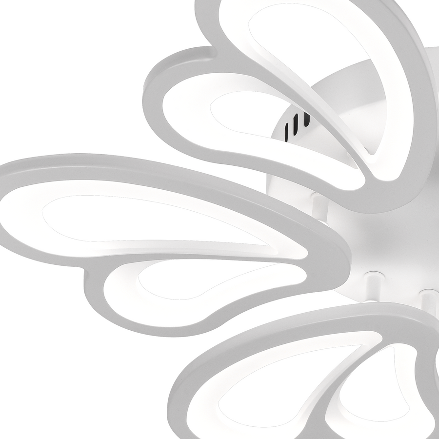 LED Chandelier with Remote Control BLOSSOM, 72W, 6 Petals, Cold/Warm/Neutral Light, Dimmable, White