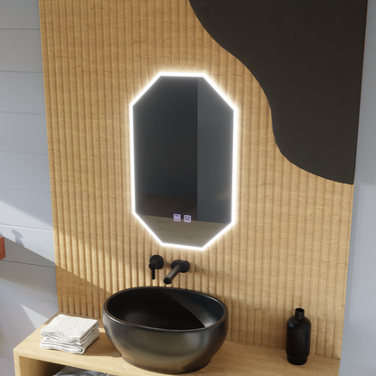 Polygon LED mirror E43S/50X80, Light and Defogging System, 50X80cm
