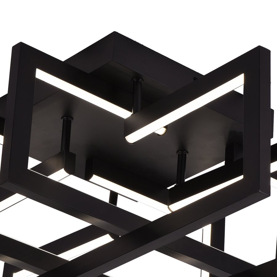 Lustra LED cu telecomanda 98W, 4 Elemente, lumina Rece/Calda/Neutra, Dimabila, Negru
