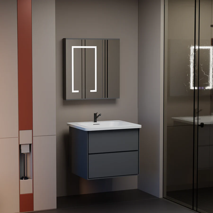 SANTORINI Bathroom Furniture Set, 60x50cm, 2 Pieces, Gray and White