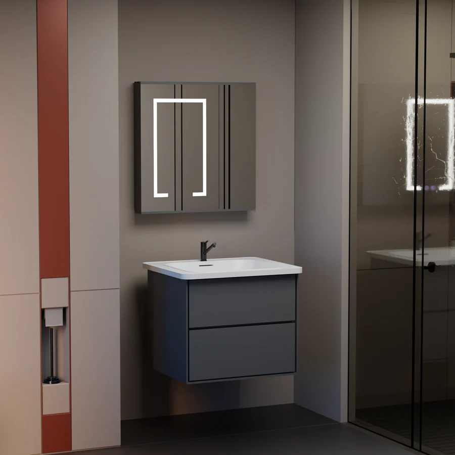 SANTORINI Bathroom Furniture Set, 60x50cm, 2 Pieces, Gray and White