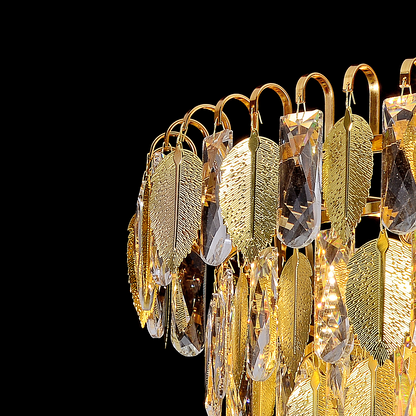 WINDSOR Eleganza Crystal Chandelier 6x E14, Diameter 49cm, Shiny Gold, Adjustable Height
