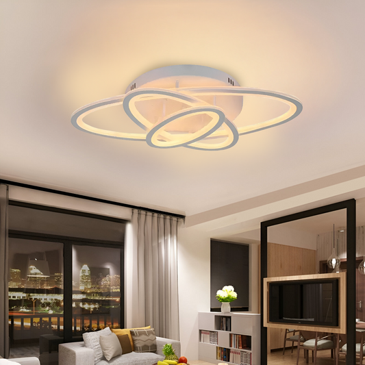 LED chandelier with remote control GENTIANA, 75W, 3 Ellipses, Cold/Warm/Neutral light, Dimmable, White 