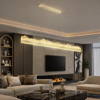 Suspended LED chandelier with remote control MARISTELLA 90W, Cold/Warm/Neutral light 3000K/4000K/6000K, Dimmable, Adjustable height, Gold, Metal and Crystal